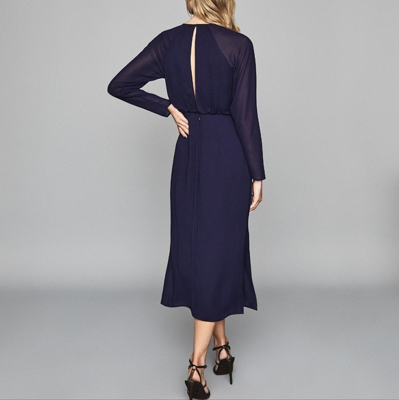 NWT REISS | $425 Mylee Midi Chiffon Dress - Picture 4 of 9